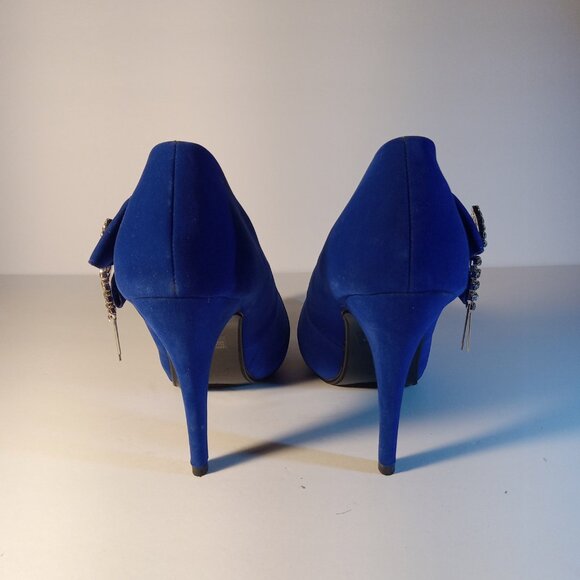 FABULOUS IVORI- 89 ROYALE BLUE SIZE 8 1/2 HIGH HEEL SHOES - Picture 5 of 6